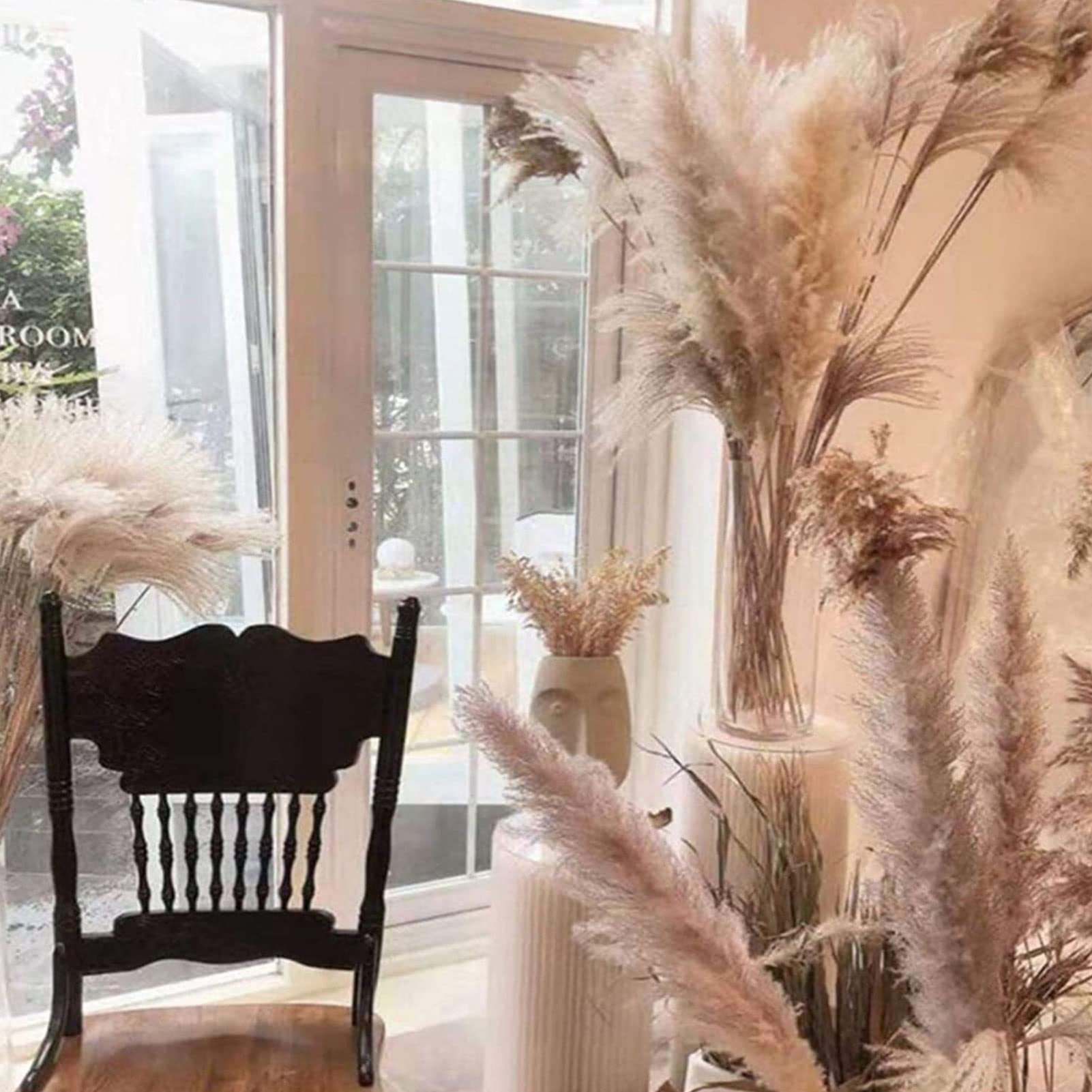 Amazon | 人工ドライフラワーブーケ、ふわふわの白い天然